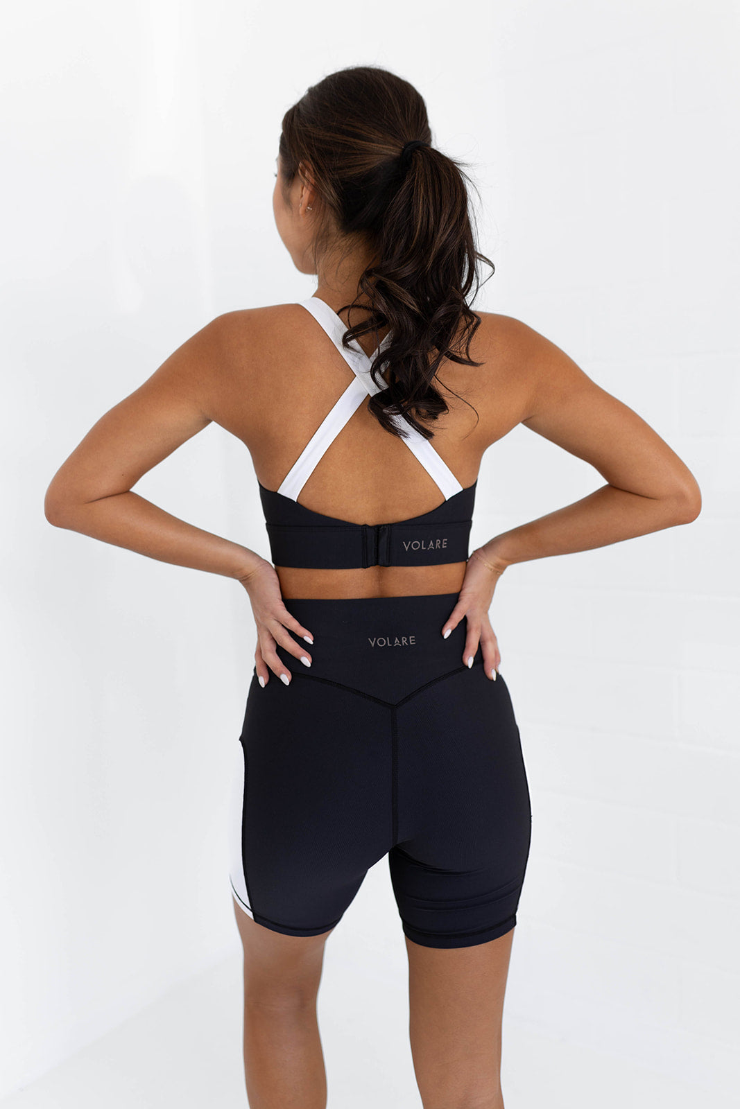Black and White Ribbed Biker Set