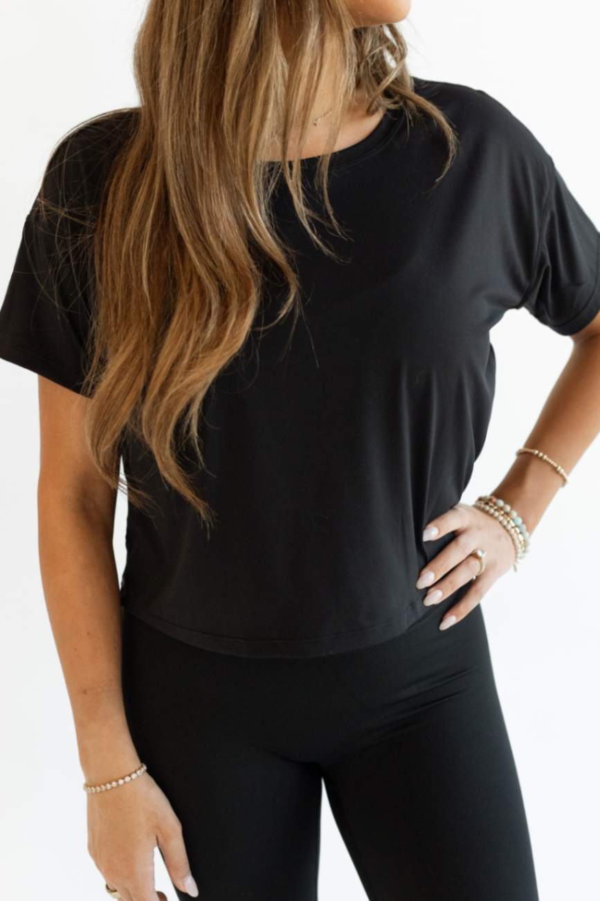 Loose fitting Cropped Workout Tee: Flight Tee