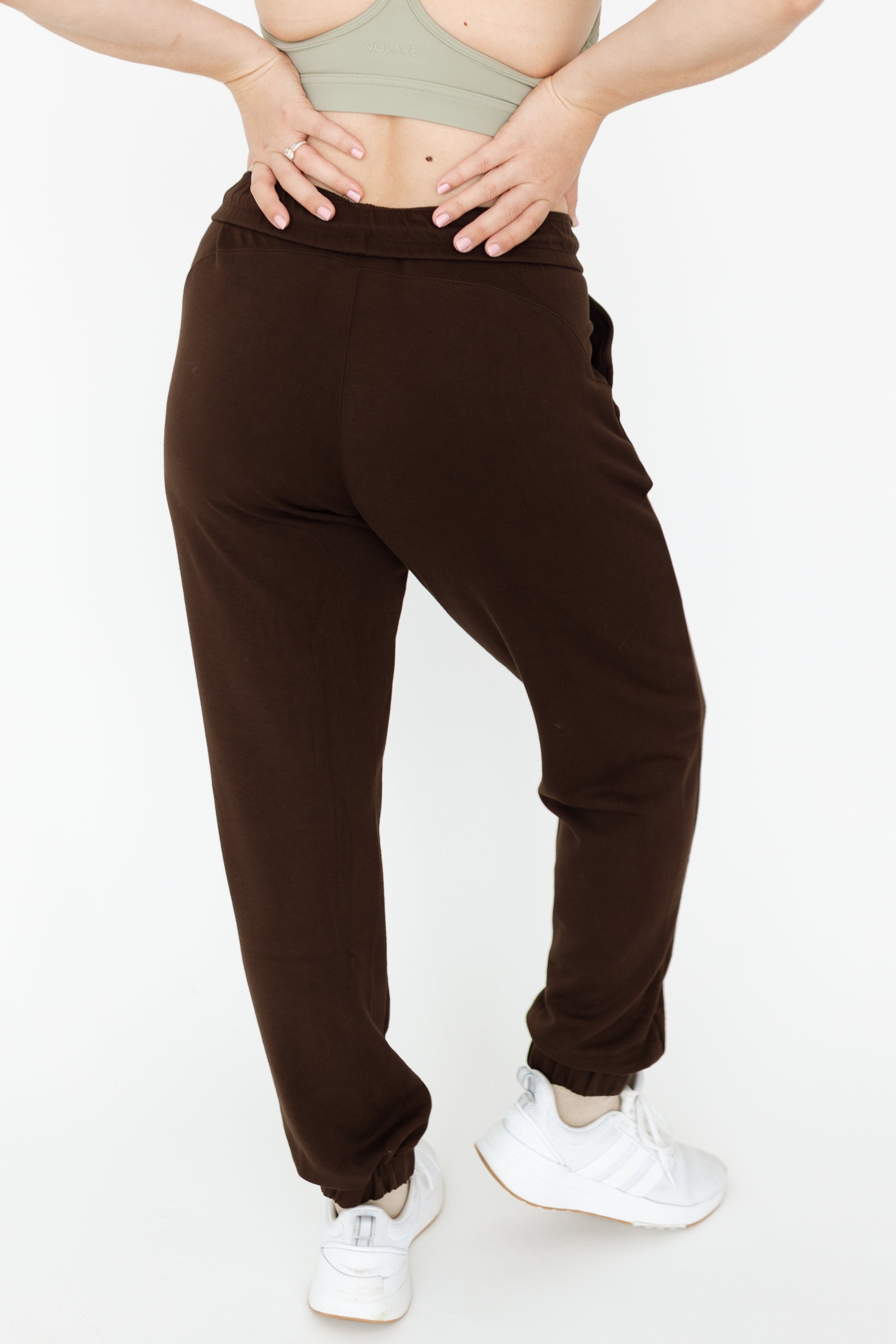 Cocoa Brown Joggers with Elastic Ankle and flattering booty