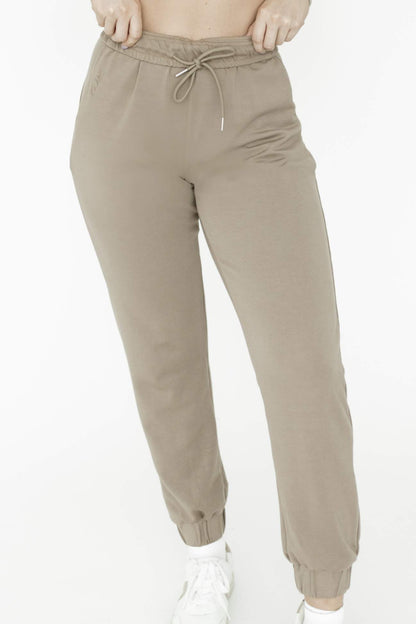 Tan soft jogger with elastic ankle